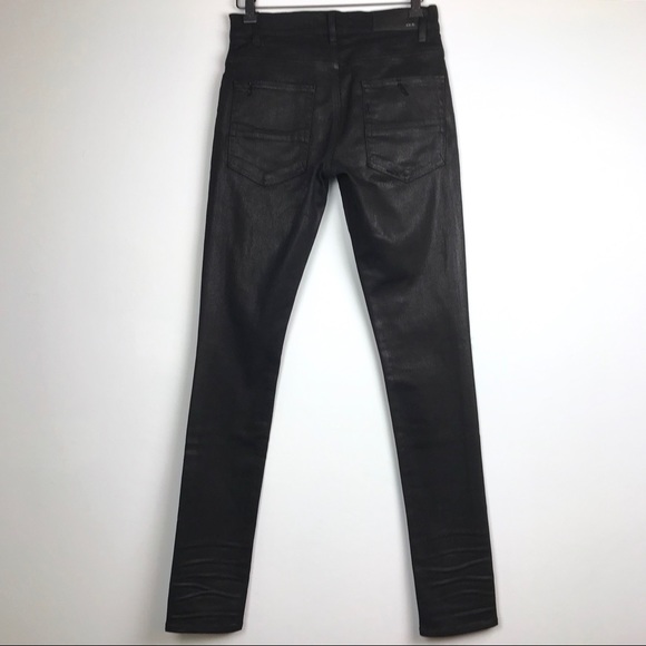 AMIRI Black Broken Wax Stack Skinny Jeans Size 29 - Picture 2 of 8
